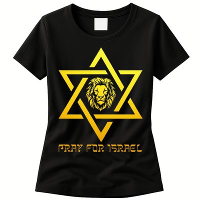 Lion of Judah, Pray For Israel, Jewish Star of David Womens T-Shirt