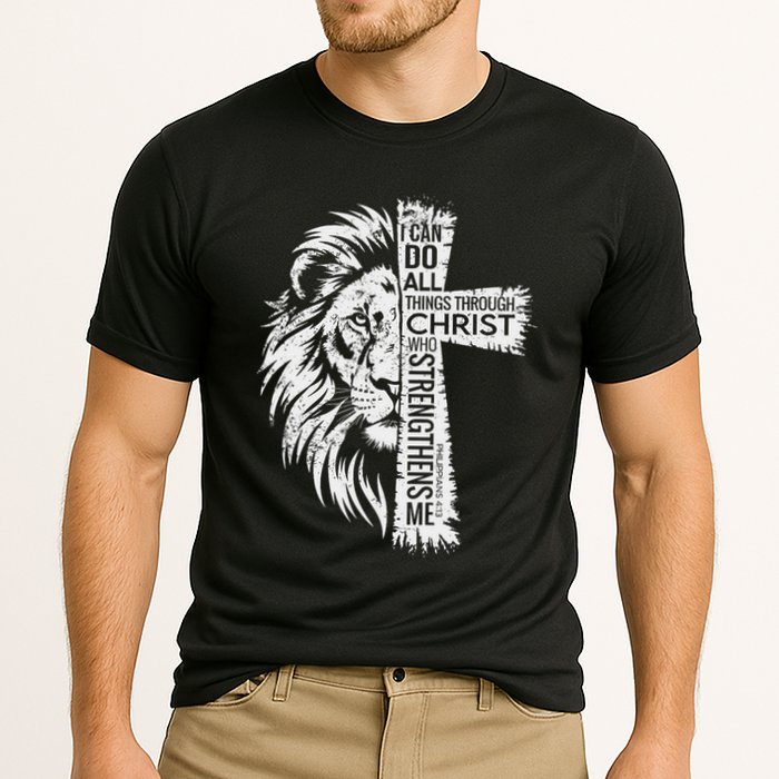 Lion Of Judah And Cross With Philippians 413 Cooling Performance Crew T-Shirt