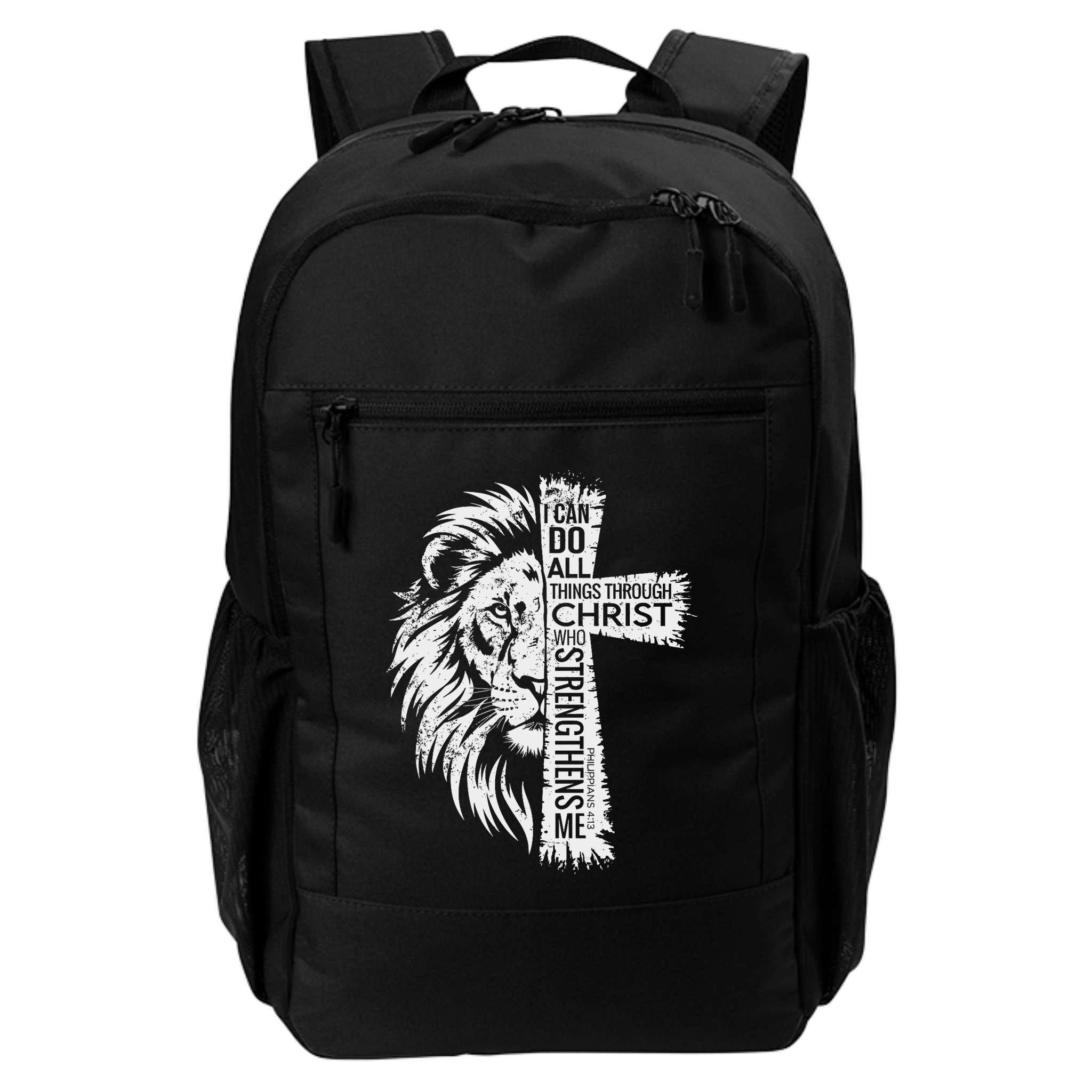 Lion Of Judah And Cross With Philippians 413 Backpack
