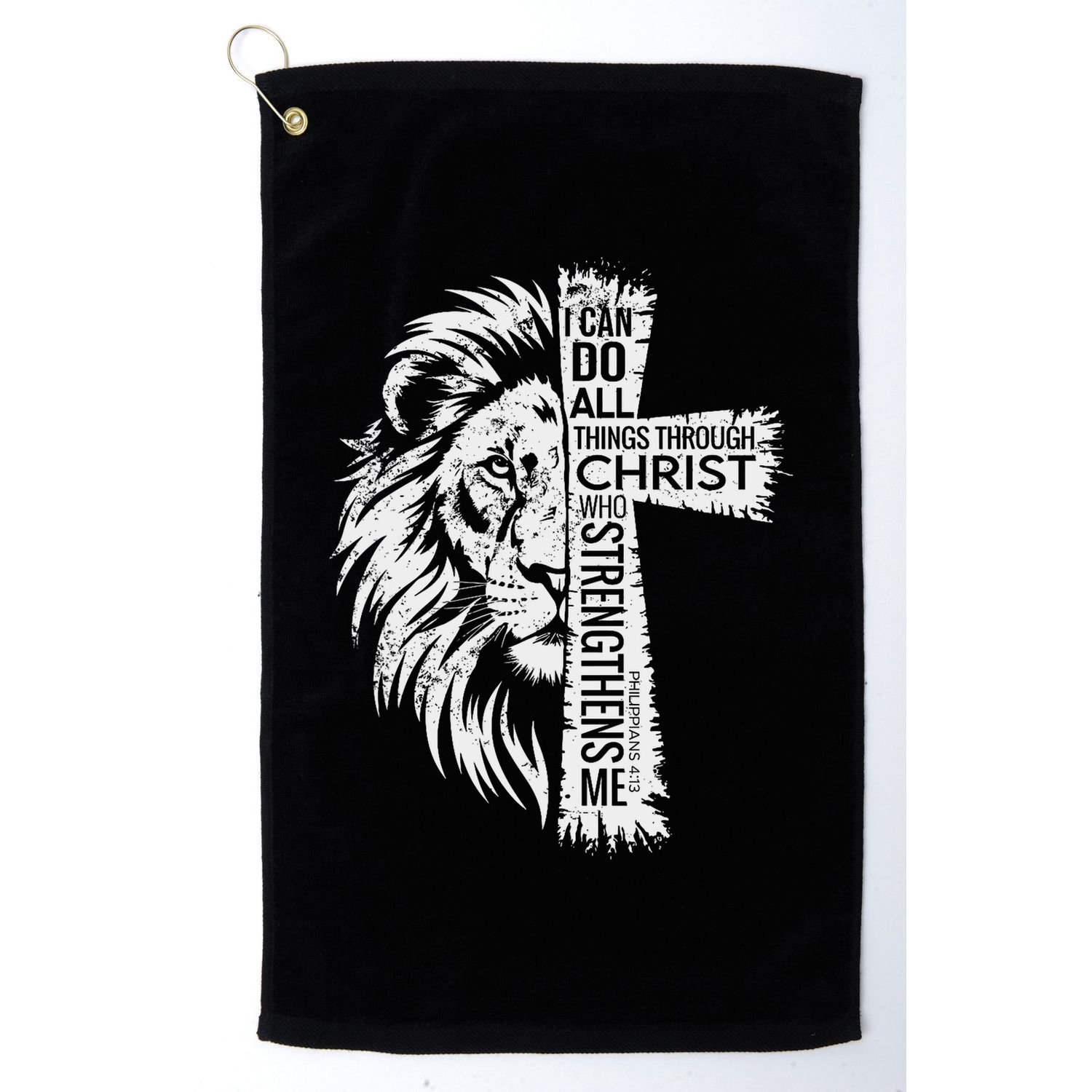 Lion Of Judah And Cross With Philippians 413 Golf Towel