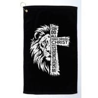 Lion Of Judah And Cross With Philippians 413 Golf Towel