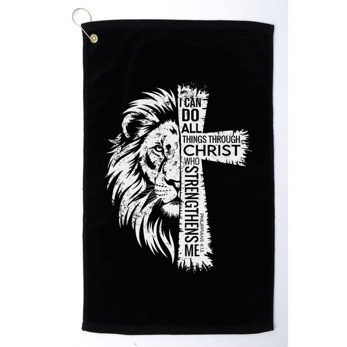Lion Of Judah And Cross With Philippians 413 Golf Towel