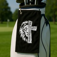 Lion Of Judah And Cross With Philippians 413 Golf Towel