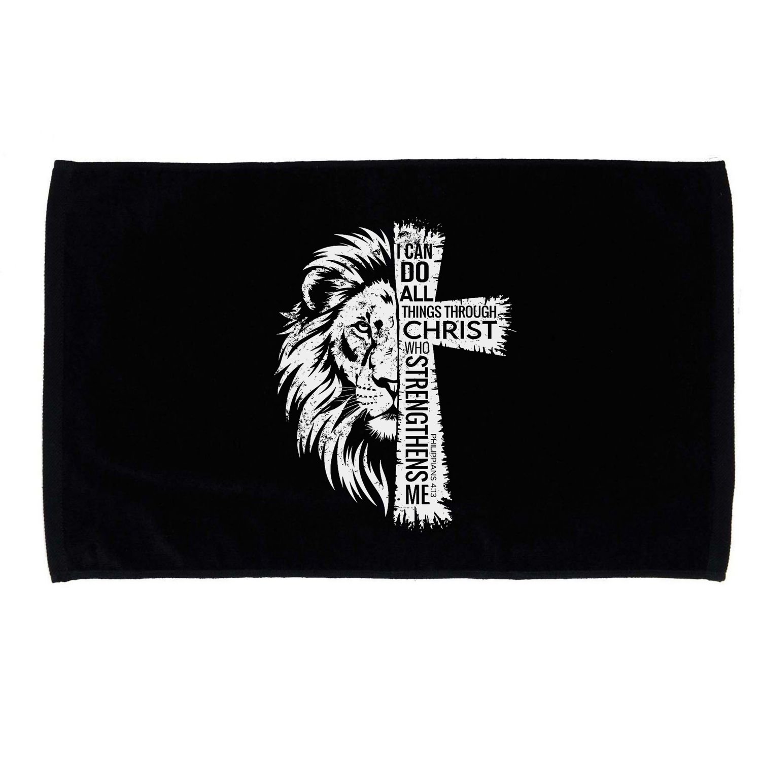 Lion Of Judah And Cross With Philippians 413 Microfiber Hand Towel
