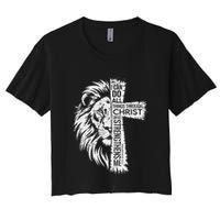 Lion Of Judah And Cross With Philippians 413 Women's Crop Top Tee