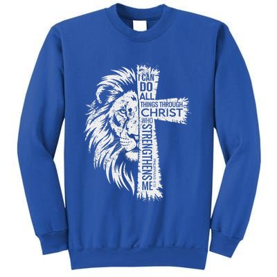 Lion Of Judah And Cross With Philippians 413 Sweatshirt