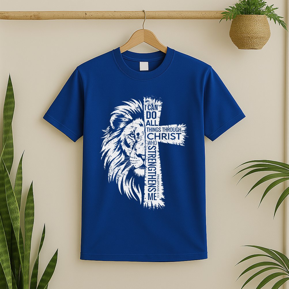 Lion Of Judah And Cross With Philippians 413 T-Shirt