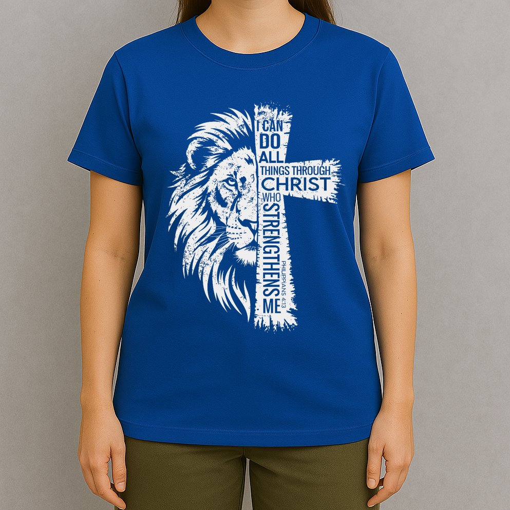 Lion Of Judah And Cross With Philippians 413 T-Shirt