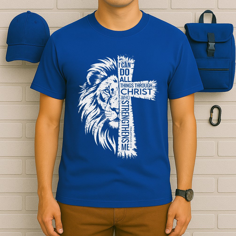 Lion Of Judah And Cross With Philippians 413 T-Shirt