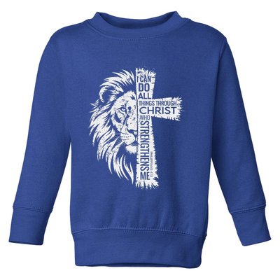 Lion Of Judah And Cross With Philippians 413 Toddler Sweatshirt