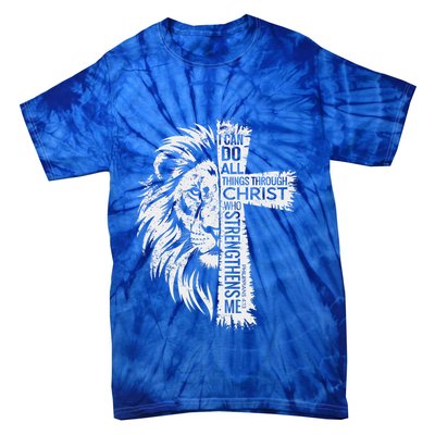 Lion Of Judah And Cross With Philippians 413 Tie-Dye T-Shirt