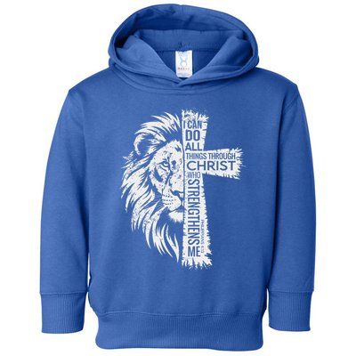 Lion Of Judah And Cross With Philippians 413 Toddler Hoodie