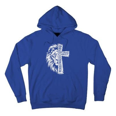 Lion Of Judah And Cross With Philippians 413 Tall Hoodie
