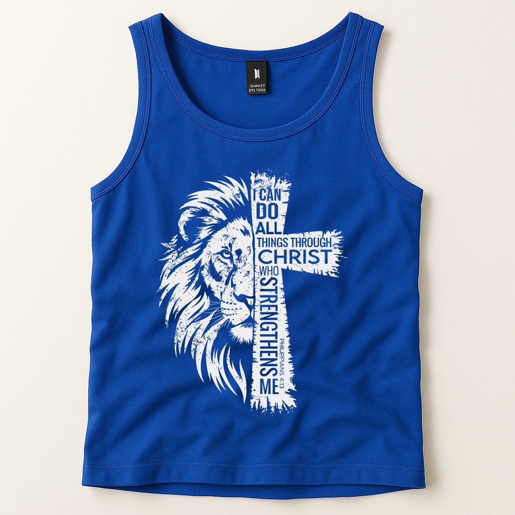 Lion Of Judah And Cross With Philippians 413 Tank Top