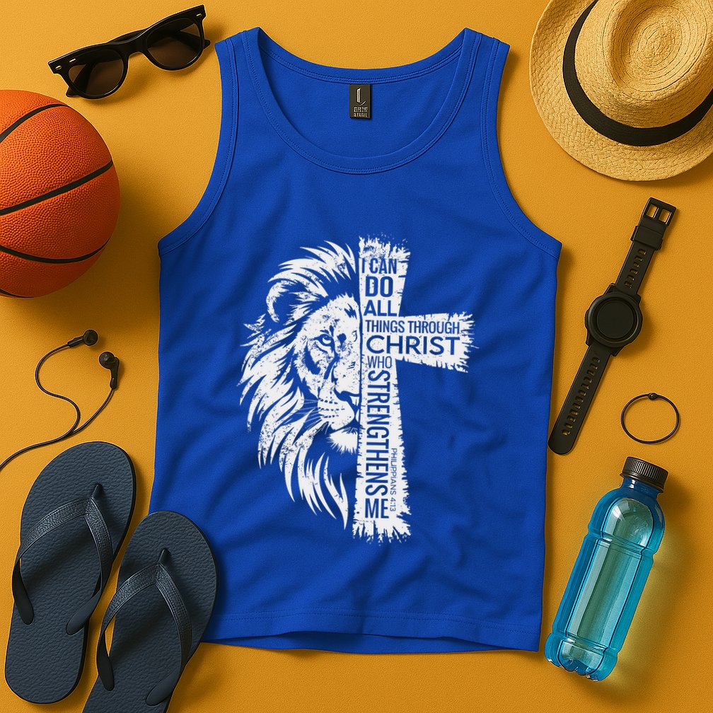 Lion Of Judah And Cross With Philippians 413 Tank Top