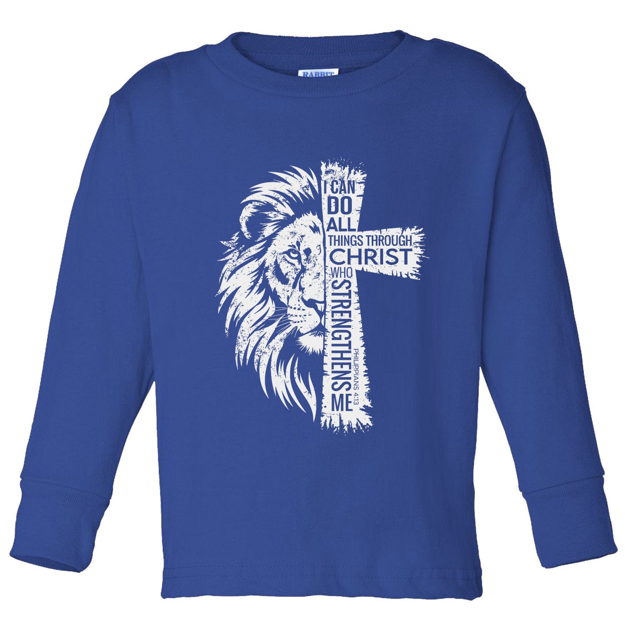 Lion Of Judah And Cross With Philippians 413 Toddler Long Sleeve Shirt