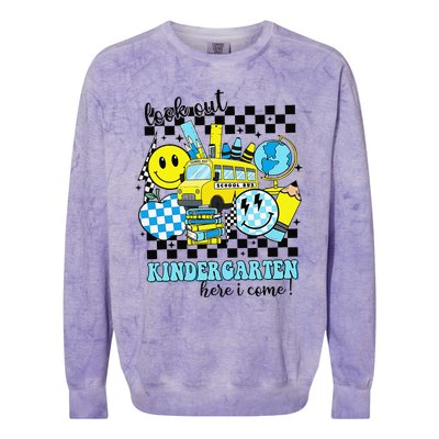 Look Out Kindergarten Here I Come Back To School Gift Colorblast Crewneck Sweatshirt