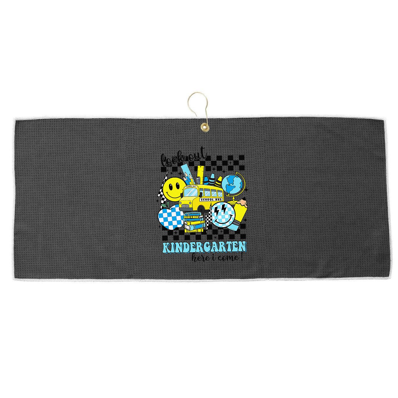 Look Out Kindergarten Here I Come Back To School Gift Large Microfiber Waffle Golf Towel