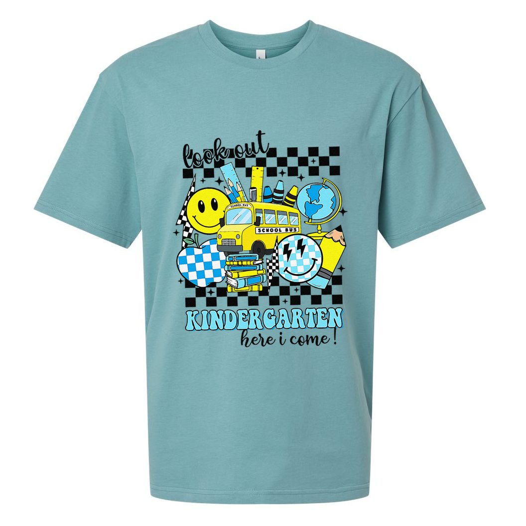 Look Out Kindergarten Here I Come Back To School Gift Sueded Cloud Jersey T-Shirt