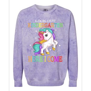 Look Out Kindergarten Here I Come Unicorn Back To School Colorblast Crewneck Sweatshirt