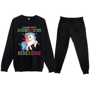 Look Out Kindergarten Here I Come Unicorn Back To School Premium Crewneck Sweatsuit Set