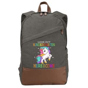 Look Out Kindergarten Here I Come Unicorn Back To School Cotton Canvas Backpack