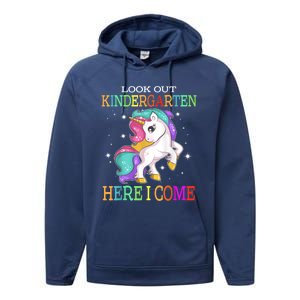 Look Out Kindergarten Here I Come Unicorn Back To School Performance Fleece Hoodie