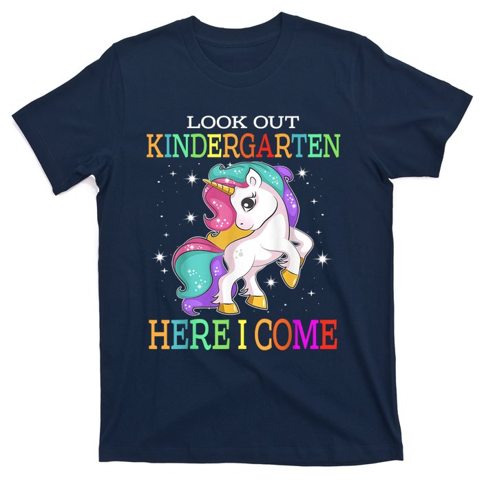 Look Out Kindergarten Here I Come Unicorn Back To School T-Shirt