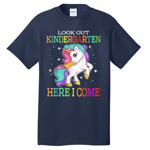 Look Out Kindergarten Here I Come Unicorn Back To School Tall T-Shirt