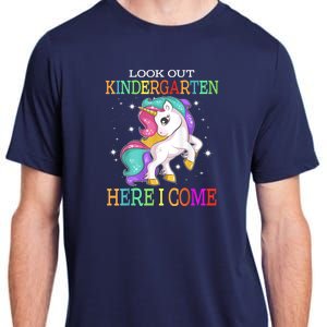 Look Out Kindergarten Here I Come Unicorn Back To School Adult ChromaSoft Performance T-Shirt