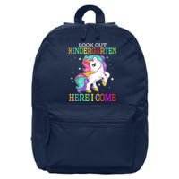 Look Out Kindergarten Here I Come Unicorn Back To School 16 in Basic Backpack