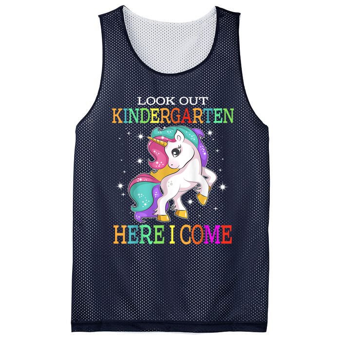 Look Out Kindergarten Here I Come Unicorn Back To School Mesh Reversible Basketball Jersey Tank