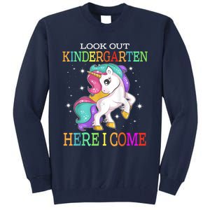 Look Out Kindergarten Here I Come Unicorn Back To School Tall Sweatshirt