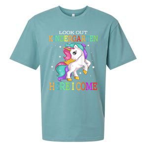 Look Out Kindergarten Here I Come Unicorn Back To School Sueded Cloud Jersey T-Shirt