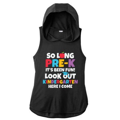 Look Out Kindergarten PreK Graduate Preschool Graduation Ladies PosiCharge Tri-Blend Wicking Draft Hoodie Tank