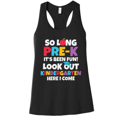 Look Out Kindergarten PreK Graduate Preschool Graduation Women's Racerback Tank