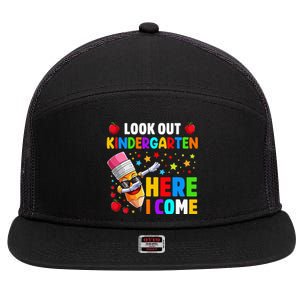 Look Out kindergarten Here I Come Back To School 7 Panel Mesh Trucker Snapback Hat