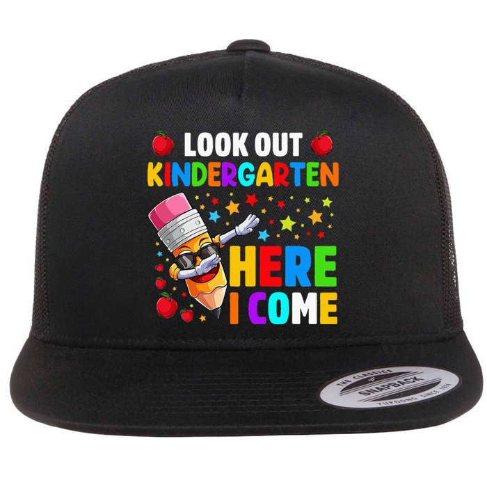 Look Out kindergarten Here I Come Back To School Flat Bill Trucker Hat