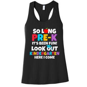 Look Out Kindergarten PreK Graduate Preschool Graduation Women's Racerback Tank