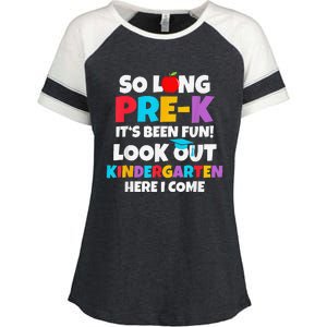 Look Out Kindergarten PreK Graduate Preschool Graduation Enza Ladies Jersey Colorblock Tee