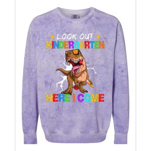 Look Out Kindergarten Here I Come Back To School Colorblast Crewneck Sweatshirt