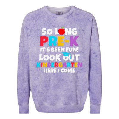 Look Out Kindergarten Prek Graduate Preschool Graduation Colorblast Crewneck Sweatshirt