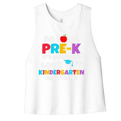 Look Out Kindergarten Prek Graduate Preschool Graduation Women's Racerback Cropped Tank