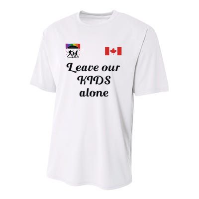 Leave Our Kids Alone Canadia Youth Performance Sprint T-Shirt