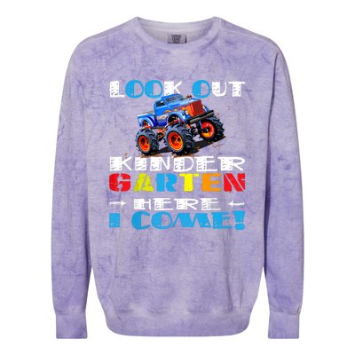 Look Out Kindergarten Here I Come Funny Monster Truck Colorblast Crewneck Sweatshirt