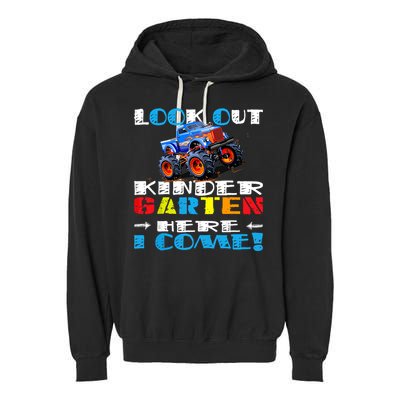 Look Out Kindergarten Here I Come Funny Monster Truck Garment-Dyed Fleece Hoodie