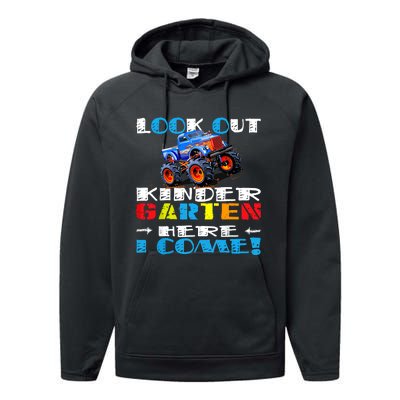 Look Out Kindergarten Here I Come Funny Monster Truck Performance Fleece Hoodie