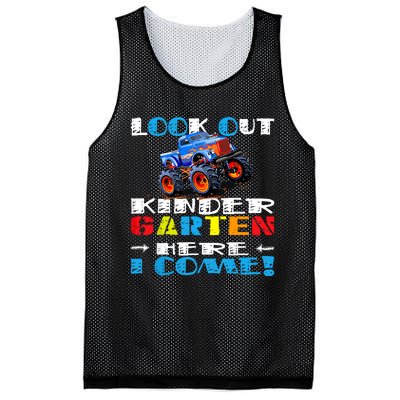 Look Out Kindergarten Here I Come Funny Monster Truck Mesh Reversible Basketball Jersey Tank