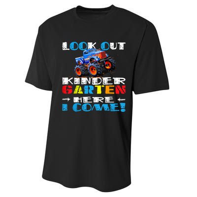 Look Out Kindergarten Here I Come Funny Monster Truck Performance Sprint T-Shirt