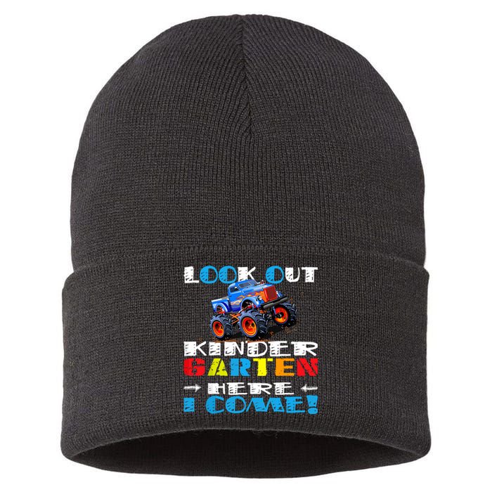 Look Out Kindergarten Here I Come Funny Monster Truck Sustainable Knit Beanie